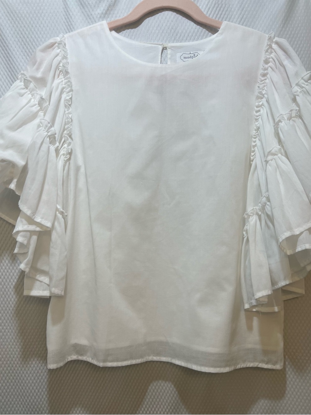 Mud Pie White Ruffle Sleeve Blouse